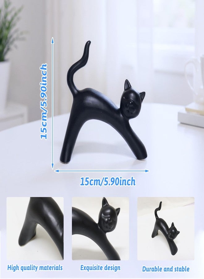 Zerzsy Statue Figurine Sculpture Home Decor,2-Pack Cat Statue Set Gifts for Cat Lover,Black White Kitten Sculptures Small Knick Office Home Decor Desk Accessories Decoration - Image 2